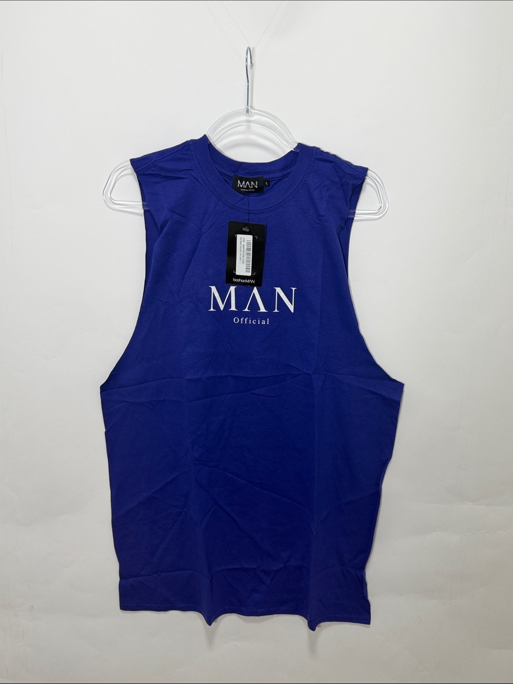 Boohoo Mens Royal Blue MAN Official Sleeveless Tank